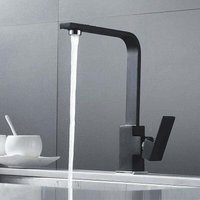 KZQ - Küchenarmatur, quadratisch, Küchenarmatur mit hohem Auslauf, Küchenspüle, Mischbatterie, Messing (schwarz) von KZQ