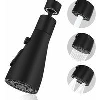KZQ - Küchenspüle-Sprühhahn, 360° drehbarer Luftsprudler, Küchenarmatur, 3-Modus-Küchenarmaturdüse, für FM22 Küchenarmatur-Luftsprudler (schwarz) von KZQ