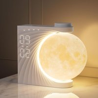 KZQ - Mondlampe mit Wecklicht, 2 Wecker, 8 Farben RGB-Mondlicht, 10 natürliche Geräusche, Nachtlicht 3 Helligkeitsstufen, Nachttischlampe für KZQ - Mondlampe mit Wecklicht, 2 Wecker, 8 Farben RGB-Mondlicht, 10 natürliche Geräusche, Nachtlicht 3 Helligkeitsstufen, Nachttischlampe für von KZQ