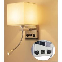 KZQ - Nachttisch-Wandlampe, flexible USB-LED-Wandleuchte, Leseleuchte, Schlafzimmer-Schwenkarm, E27-Fassung, Wand-Nachtlicht (ohne Glühbirnen) (1 von KZQ