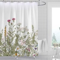 KZQ - Rock Cloud Duschvorhang mit Blumenmuster, 120 x 180 cm, Badezimmervorhang-Set aus Stoff mit Aquarellblumen und Haken, dekoratives botanisches KZQ - Rock Cloud Duschvorhang mit Blumenmuster, 120 x 180 cm, Badezimmervorhang-Set aus Stoff mit Aquarellblumen und Haken, dekoratives botanisches von KZQ