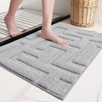 KZQ Rutschfeste Badematte 40 x 60 cm, saugfähiger und waschbarer Badezimmerteppich, graue Mikrofaser-Badematte, Duschmatte für Badezimmer, WC, Küche, von KZQ