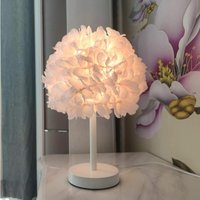 KZQ - Seidenblume Rose Nachttischlampe Nachttischlampe Lampenschirm Modern Elegant Feder Tisch Schreibtischlampe Lampenschirm Wohnzimmer Schlafzimmer von KZQ
