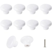 Set mit 10 weißen Keramikknöpfen, Keramik-Türgriffen, runden Retro-Keramikgriffen für Schrank, Schublade und Küche, 32 mm, mit 3 Schraubengrößen Set mit 10 weißen Keramikknöpfen, Keramik-Türgriffen, runden Retro-Keramikgriffen für Schrank, Schublade und Küche, 32 mm, mit 3 Schraubengrößen von KZQ
