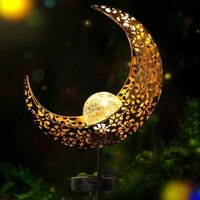 KZQ - Solar-Mond-Gartenleuchte – Glaskugel – Außendekoration für Hof, Rasen, Blumenfee – mit Erdspieß [Energieklasse e] von KZQ