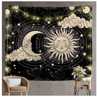 KZQ Sonnen- und Mond-Wandteppich, Schwarz-Gold-Wandteppich, Mond-Sonne-Wandteppich, Wanddekoration, psychedelischer Teppich, Gothic-Wandteppich, von KZQ