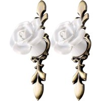 KZQ - Stück Keramik-Blumenschrankknöpfe, Vintage-Rosenform, Schrankgriffe, Türgriffe für Küchenschränke, Möbel (weiße Bronze) von KZQ