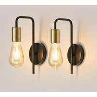 KZQ - Vintage-Wandleuchter, 2er-Pack, industrielle Wandlampe für den Innenbereich, Retro-Wandstrahler aus Eisen für Schlafzimmer, Flur, Bar, Schwarz, KZQ - Vintage-Wandleuchter, 2er-Pack, industrielle Wandlampe für den Innenbereich, Retro-Wandstrahler aus Eisen für Schlafzimmer, Flur, Bar, Schwarz, von KZQ