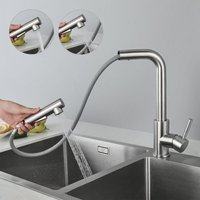KZQ - Küchenmischbatterie mit ausziehbarer Brause, 360° drehbarer Küchenhahn mit 2 Strahlarten zur Auswahl, hochwertige Wasserhähne aus gebürstetem KZQ - Küchenmischbatterie mit ausziehbarer Brause, 360° drehbarer Küchenhahn mit 2 Strahlarten zur Auswahl, hochwertige Wasserhähne aus gebürstetem von KZQ