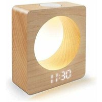 LED-Digitalwecker aus Massivholz (Buche) mit Nachtlicht, 3 Alarmeinstellungen, Temperaturerkennung von KZQ