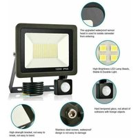 Led Außenstrahler - 100W - Mit Bewegungsmelder - IP65 Wasserdicht - 60000 lm - Kaltweiß - Beleuchtung für Garten Garage Sportplatz von KZQ