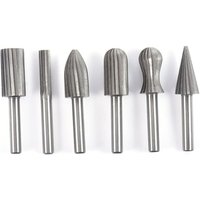 6-teiliges 6-mm-Frässtift-Feilenset aus Stahl, 1/4 Zoll, für Metall, Kunststoff, Holz, Stein, Schleifen, Entgraten von KZQ