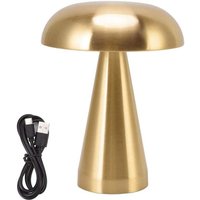 Pilz-Tischlampe, moderner minimalistischer Industriestil, 3-farbig dimmbar, wiederaufladbar, innovative Touch-Schreibtischlampe, Gold von KZQ