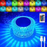 RGB-Tischlampe mit Fernbedienung, buntes LED-Nachtlicht mit Dimmer, Berührungsschalter, dekorative wiederaufladbare Tischlampe für Esszimmer und von KZQ