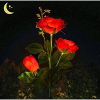 Solarleuchten Außen, Gartenleuchten mit 3 Rosen, Kabellose Solar Gartenleuchten Außen led Solar Deko für Terrasse/Wege/Rasen/Terrasse/Weihnachten von KZQ