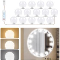 Spiegelleuchte, dimmbare Badezimmer-Kosmetikspiegelleuchte, 3 Farben, 9 Helligkeitsstufen, USB-Kabel einstellbar – 14er-Pack von KZQ