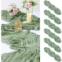 Stück Salbeigrüne Tischläufer, 90 x 300 cm, Boho-Gaze, Hochzeitstischläufer für Hochzeitstischdekoration von KZQ