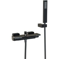 Thermostatischer Wasserfall-Badewannenhahn mit Handbrause, Messing-Mischbatterie, Duscharmatur zur Wandmontage mit Warm- und Kaltwasserdusche, Schwarz Thermostatischer Wasserfall-Badewannenhahn mit Handbrause, Messing-Mischbatterie, Duscharmatur zur Wandmontage mit Warm- und Kaltwasserdusche, Schwarz von KZQ