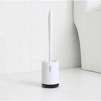 Toilettenbürste, antibakterielle Silikon-Toilettenbürste, Toilettenbürsten-Set, Toilettenbürste mit langem Griff und hygienischem Halter (Bodenbelag) von KZQ