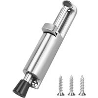 Verstellbarer, fußbetätigter Türstopper, Bodentürstopper aus Edelstahl, Federtürstopper mit Schrauben, Türstopperhalterung (Silber) von KZQ