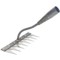 Vertikutierer aus Metall, Unkrautrechen, handgeführter Unkrautrechen, Hohlhacke, komplett aus gehärtetem Stahl, tragbares Bodenwerkzeug, Stahlhacke von KZQ