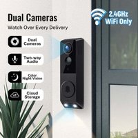 Video-Türklingelkamera mit Doppelobjektiv, wasserdichte kabellose Türklingel für den Außenbereich, Sprachkonverter, Zweiwege-Audio, 2,4-G-WLAN, Video-Türklingelkamera mit Doppelobjektiv, wasserdichte kabellose Türklingel für den Außenbereich, Sprachkonverter, Zweiwege-Audio, 2,4-G-WLAN, von KZQ
