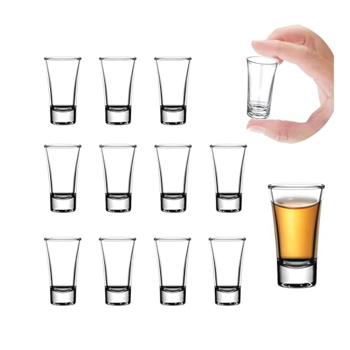 MiNi Schnapsgläser 2 CL/20ML, 12 Stück Klein Shotgläser (H5,5cm X TopØ 3.3cm X untenØ 2.4cm) Schnapsglas Verwendet für Verschiedene Weingläser, Likörgläser, Kleine Weingläser für Partys, Bars, Feste von KZQXXT