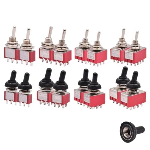 5 Stück 10 Stück roter Mini-Kippschalter SPDT DPDT 2 3 Position EIN-EIN EIN-AUS-EIN mit wasserdichter Kappe MTS-102 103 202 203 302 303 402 403(Waterproof Cap,5PCS_ON-ON) von KZRGMFG