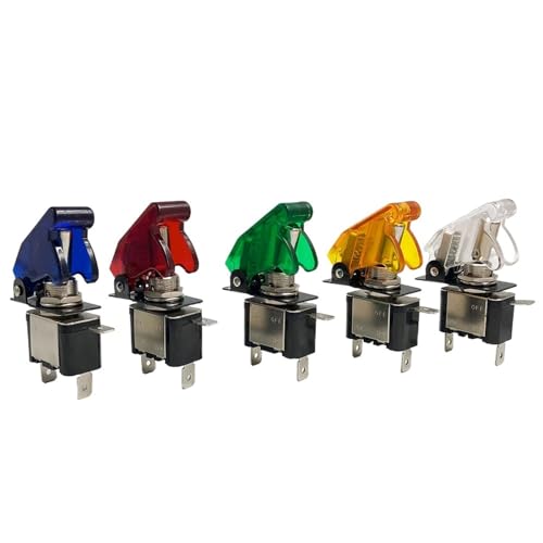 Rocker Schalter LED Automobil Modifikation Arm Push Button Schutz Abdeckung 12V 20A for Racing Auto Licht Toggle Control EIN-AUS(R) von KZRGMFG