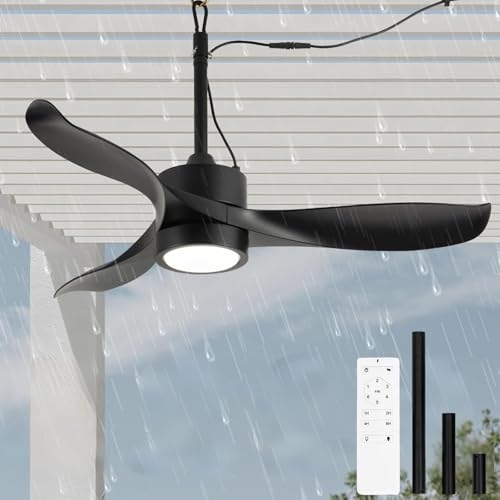 106CM Outdoor Deckenventilator mit Beleuchtung und Fernbedienung IP65 Wasserdicht Deckenleuchte mit Ventilator LED Dimmbar Lampe mit Ventilator Leise 6 Gang Fan Deckenlampe für Außen Balkon Garten 106CM Outdoor Deckenventilator mit Beleuchtung und Fernbedienung IP65 Wasserdicht Deckenleuchte mit Ventilator LED Dimmbar Lampe mit Ventilator Leise 6 Gang Fan Deckenlampe für Außen Balkon Garten von KZT