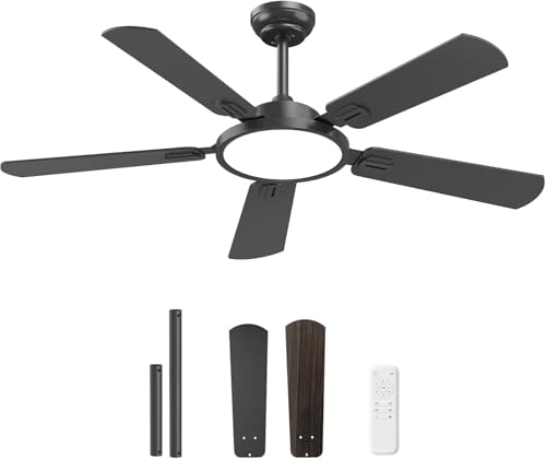 132cm Deckenventilator mit Beleuchtung und Fernbedienung LED Groß Lampe mit Ventilator Dimmbar Deckenlampe mit Ventilator Leise 6 Geschwindigkeiten für Wohnbereich Küche Wohnbereich Lüfterlicht von KZT