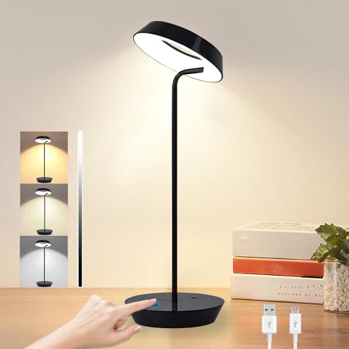 Akku Tischlampe Kabellos LED Nachttischlampe Touch Dimmbar Aufladbar Leselampe mit USB Tischleuchte Verstellbare Moderne Schreibtischlampe für Schlafzimmer Nachttisch Kinderzimmer Büro Arbeitszimmer von KZT