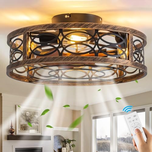 Deckenventilator mit Beleuchtung und Fernbedienung Leise Ventilator Deckenleuchte Vintage Industrial Wohnzimmerlampe E27 Retro Käfig Fan Deckenlampe für Wohnzimmer Schlafzimmer Küche Lüfter Licht Deckenventilator mit Beleuchtung und Fernbedienung Leise Ventilator Deckenleuchte Vintage Industrial Wohnzimmerlampe E27 Retro Käfig Fan Deckenlampe für Wohnzimmer Schlafzimmer Küche Lüfter Licht von KZT