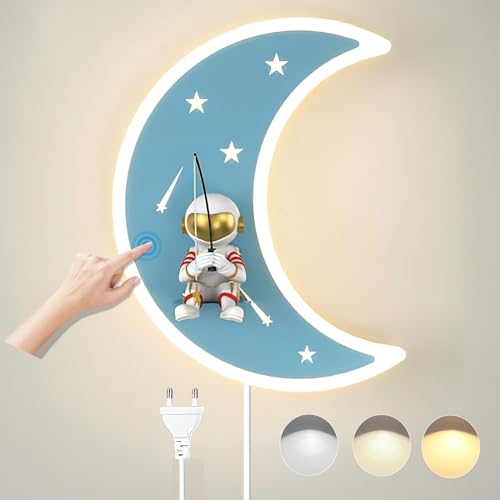 Innen Wandleuchte LED Dimmbar Kinderzimmer Wandlampe mit Touch Schalter und Stecker Kinder Schlafzimmer Nachttischlampe kreativ Astronaut Junge Mädchen Raumlampe Innen Wohnzimmer Wandbeleuchtung von KZT