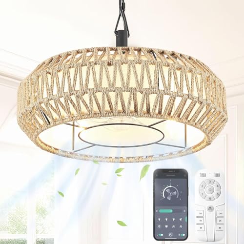 KZT Deckenventilator mit Beleuchtung Und Fernbedienung E14 Retro Deckenlampe mit Ventilator Natural Hand Woven Pendelleuchte 6-Gang Reversibler Motor Lampe mit Ventilator für Schlafzimmer Verstellbar KZT Deckenventilator mit Beleuchtung Und Fernbedienung E14 Retro Deckenlampe mit Ventilator Natural Hand Woven Pendelleuchte 6-Gang Reversibler Motor Lampe mit Ventilator für Schlafzimmer Verstellbar von KZT
