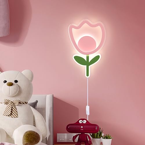 KZT Kinderzimmer Wandlampe mit Stecker und Schalter Dimmbar Innen Wandlichter 15W Nachtlicht Jungen Mädchen Schlafzimmer Wandbeleuchtung für Flur Treppenhaus Wohnzimmer Schlafzimmer gibt 1M Kabel von KZT
