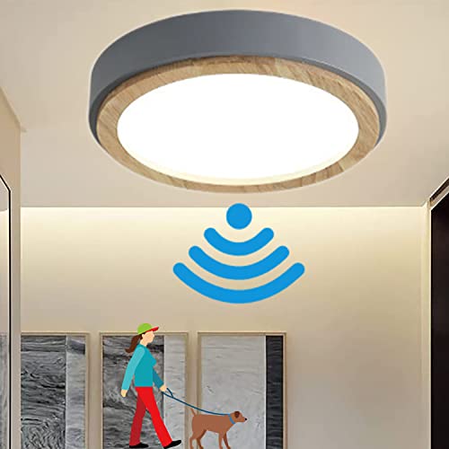 KZT LED Deckenleuchte mit Radar Sensor Holz Innen Deckenlampe mit Bewegungssensor Moderne Flur Lampe mit Bewegungsmelder für Balkon Küche Treppe Garage Büro Wohnzimmer Hotel Kalt weiß 6000K (b) von KZT