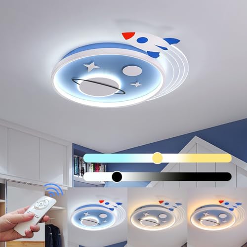 KZT LED Kinder Deckenleuchte Universum Rakete Deckenlampe Dimmbar Nachtlicht mit Fernbedienung Moderne Kinderzimmer Leselampe für Wohnzimmer Schlafzimmer Esszimmer Babyzimmer Deckenbeleuchtung (Blau) KZT LED Kinder Deckenleuchte Universum Rakete Deckenlampe Dimmbar Nachtlicht mit Fernbedienung Moderne Kinderzimmer Leselampe für Wohnzimmer Schlafzimmer Esszimmer Babyzimmer Deckenbeleuchtung (Blau) von KZT