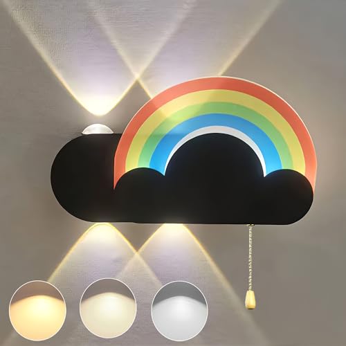 KZT LED Kinderzimmer Wandlampe Innen Dimmbar Nachttischlampe mit Zugschalter Modern Wolken Regenbogen Wandleuchte Jungen Mädchen Kinderleuchten für Schlafzimmer Wohnzimmer Babyzimmer Hotel Nachtlicht KZT LED Kinderzimmer Wandlampe Innen Dimmbar Nachttischlampe mit Zugschalter Modern Wolken Regenbogen Wandleuchte Jungen Mädchen Kinderleuchten für Schlafzimmer Wohnzimmer Babyzimmer Hotel Nachtlicht von KZT
