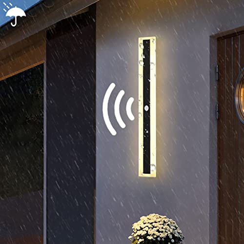 KZT LED Lange Wandleuchte 80cm Wandlampe mit Bewegungsmelder IP65 Wasserdicht Wandbeleuchtung Anthrazit Aussen Wandlampe Außen Innen Deckenleuchte für Garden Korridor Balkon Terasse Warmweiß 3500K von KZT