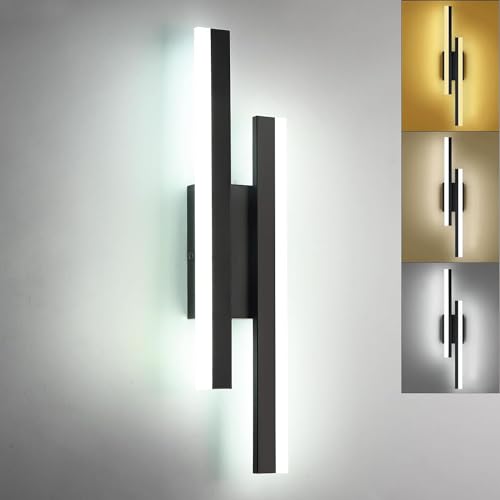 KZT LED Wandleuchte Lang Innen Wandlampe Dimmbare Wandlichter Modern Parallele Wandbeleuchtung Acryl Deckenleuchte für Wohnzimmer Schlafzimmer Wohnzimmer Arbeitszimmer Esszinmer Gold 48cm (Schwarz) von KZT