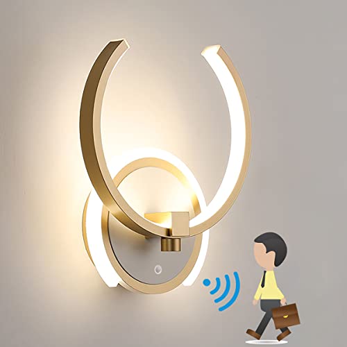 KZT LED Wandleuchte mit Bewegungsmelder Moderne Wandlampe Innen Warmweiß Flurlampe 8W Acryl Wandbeleuchtung Sensorleuchte für Balkon Hotel Treppe Gang Garage Deckenleuchte mit Bewegungssensor von KZT