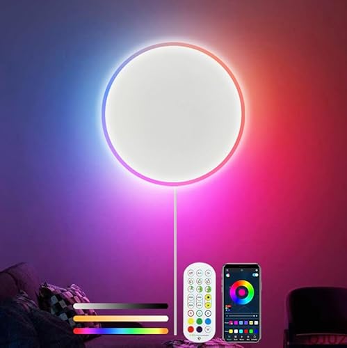 KZT RGB Farbwechsel Wandleuchten Dimmable 18W Innen Wandlampe LED Bunt Stimmungslicht mit Fernbedienung Moderne Wandlicht APP Smart Wandbeleuchtung für Wohnzimmer Schlafzimmer Korridor Treppen Party von KZT
