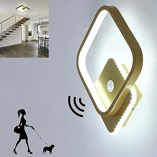 KZT Wandleuchte Modern Wandlampe mit Bewegungsmelder Innen Sensor lampe 6500K Kaltweiß Licht Quadrat Wandlicht für Flur Balkon Treppe Garage Innen Wandbeleuchtung 22CM von KZT