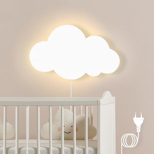 KZT Wandleuchte mit Stecker Schalter LED Kinderzimmer Nachtlicht 3000K Warmweiß Acryl Wandlampe Cartoon Wolkenlampe Junge Mädchen Nachttischlampe für Babyzimmer Schlafzimmer Dekorative, Weiß KZT Wandleuchte mit Stecker Schalter LED Kinderzimmer Nachtlicht 3000K Warmweiß Acryl Wandlampe Cartoon Wolkenlampe Junge Mädchen Nachttischlampe für Babyzimmer Schlafzimmer Dekorative, Weiß von KZT