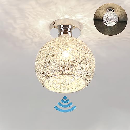 LED Deckenlampe mit Bewegungsmelder Glühbirne Vintage Metall Käfig Lampenschirm 12W Deckenleuchte Modern Innen Flur Sensorlampe 3000K Warmweiß Deckenbeleuchtung für Treppe Balkon Wohnzimmer Küche von KZT