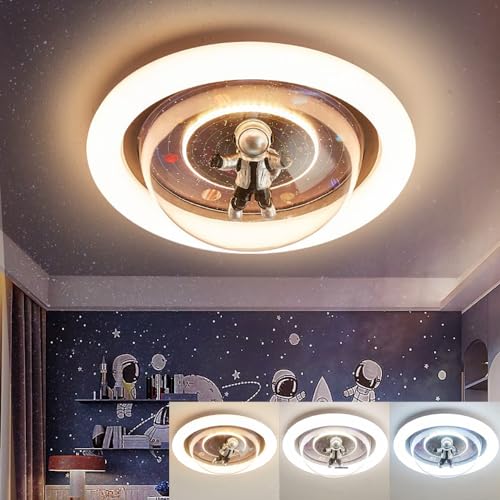 LED Deckenleuchte Dimmbar Kinderzimmer Deckenlampe Astronaut Nachtlicht 72W Kinder Deckenbeleuchtung Jungen Mädchen Schlafzimmerlampe für Wohnzimmer Schlafzimmer Beleuchtung (Blau) von KZT