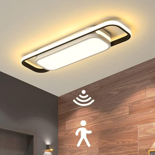 LED Flur Deckenleuchte mit Bewegungsmelder Innen Sensorlampe Modern Deckenlampe mit Tageslichtsensor Deckenbeleuchtung für Korridor Balkon Wohnzimmer Schlafzimmer Gang Treppe Veranda Lampe, 3000K/50cm von KZT