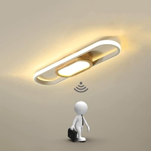LED Holz Deckenlampe mit Bewegungsmelder Innen Sensorlampe Modern Deckenleuchte mit Sensor Flurlampe mit Tageslichtsensor Deckenbeleuchtung für Flur Schlafzimmer Korridor Balkon Treppe Veranda (50cm) LED Holz Deckenlampe mit Bewegungsmelder Innen Sensorlampe Modern Deckenleuchte mit Sensor Flurlampe mit Tageslichtsensor Deckenbeleuchtung für Flur Schlafzimmer Korridor Balkon Treppe Veranda (50cm) von KZT
