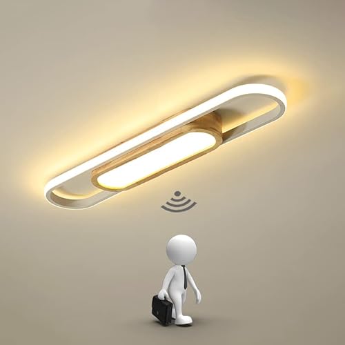 LED Holz Deckenlampe mit Bewegungsmelder Innen Sensorlampe Modern Deckenleuchte mit Sensor Flurlampe mit Tageslichtsensor Deckenbeleuchtung für Flur Schlafzimmer Korridor Balkon Treppe Veranda (60cm) LED Holz Deckenlampe mit Bewegungsmelder Innen Sensorlampe Modern Deckenleuchte mit Sensor Flurlampe mit Tageslichtsensor Deckenbeleuchtung für Flur Schlafzimmer Korridor Balkon Treppe Veranda (60cm) von KZT